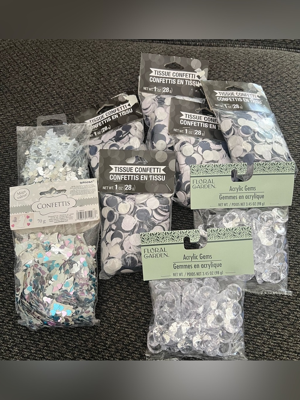 Assorted Wedding Confetti Bundle and Clear Diamond Plastic Gems